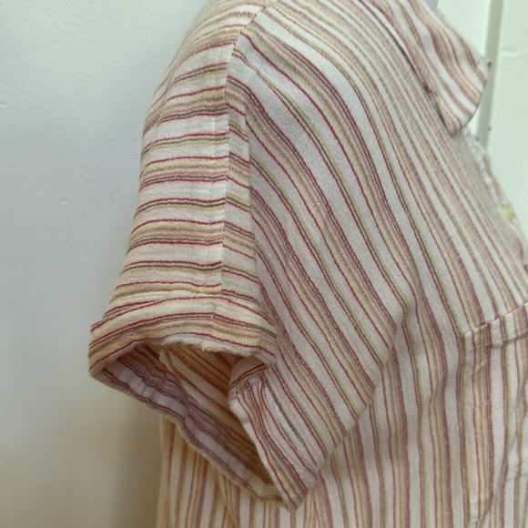 Style & co Large Short Sleeve Thin Striped 3/4 Button Down Collared Top - Picture 4 of 8